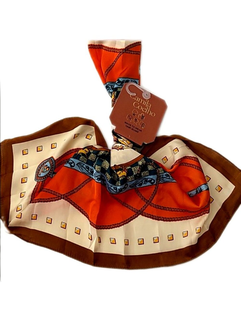 Camila Coelho Scarf Classic Printed Vintage Style Scarf Hair Purse Headband